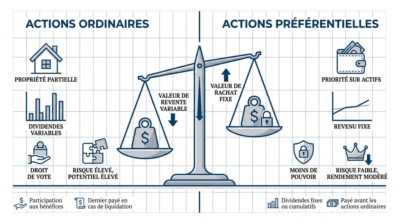Comparaison actions ordinaires vs préférentielles