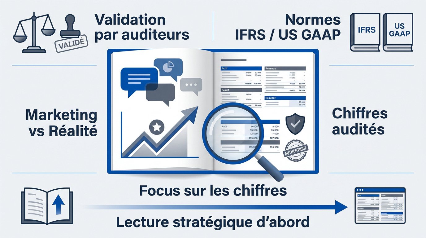 Comparaison entre le marketing institutionnel et les données financières auditées d'un rapport annuel