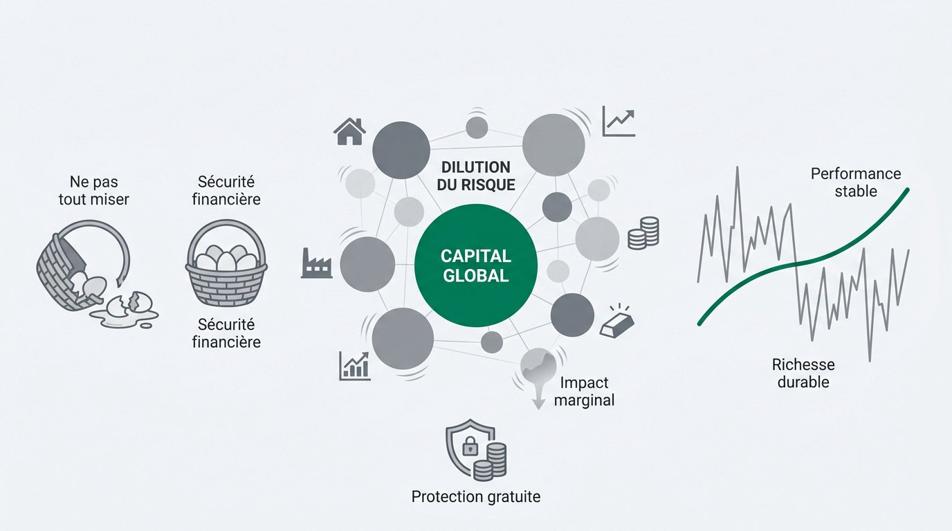 Schéma expliquant les concepts clés de la gestion du risque et de la diversification en bourse