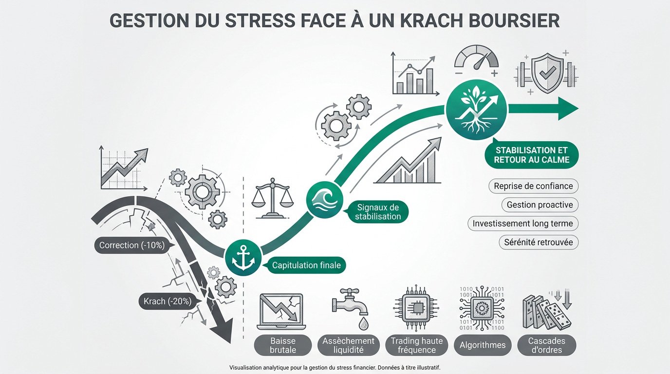 Graphique boursier montrant une chute brutale des cours et la volatilité du marché