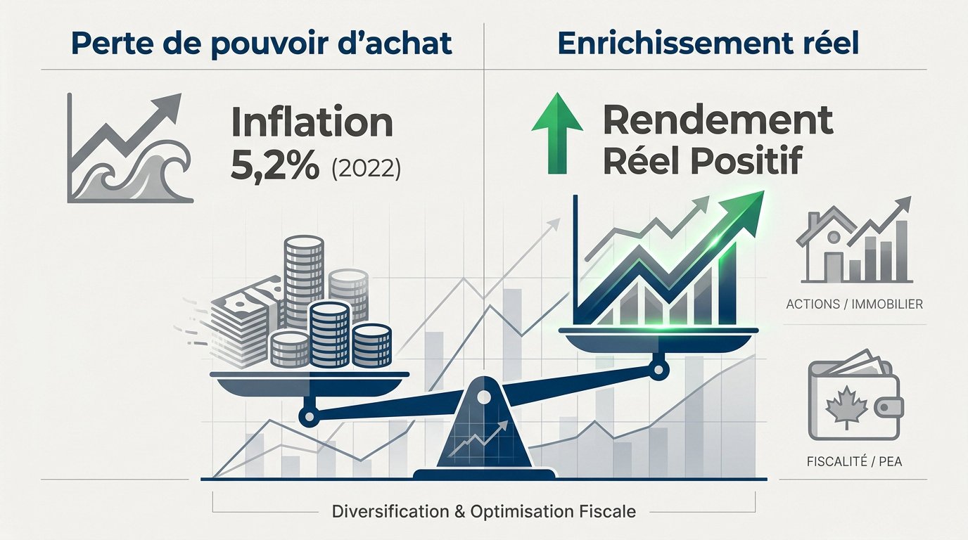 Graphique illustrant l'équilibre entre inflation et préservation du patrimoine financier