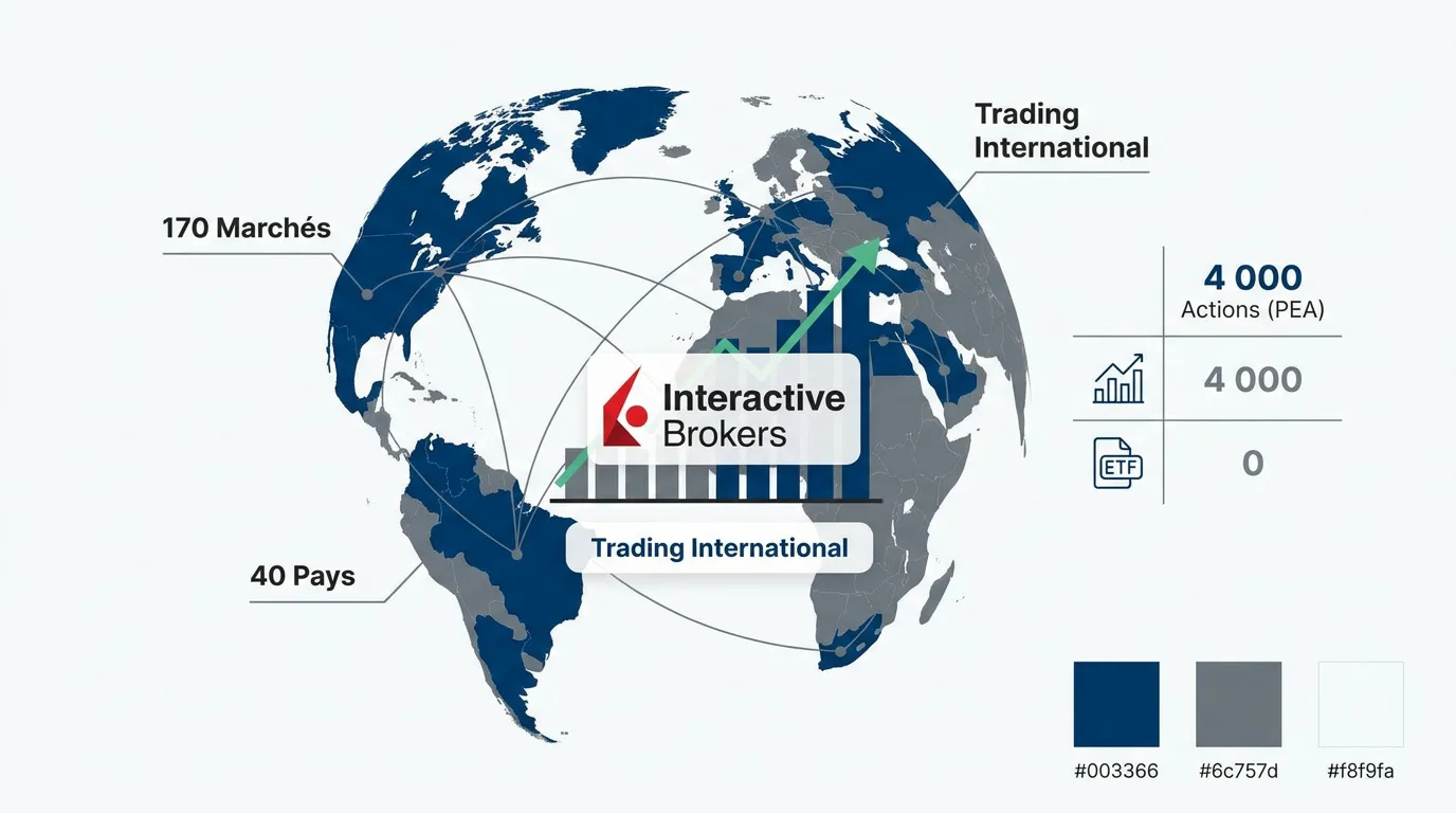 Interface de trading Interactive Brokers avec graphiques boursiers mondiaux