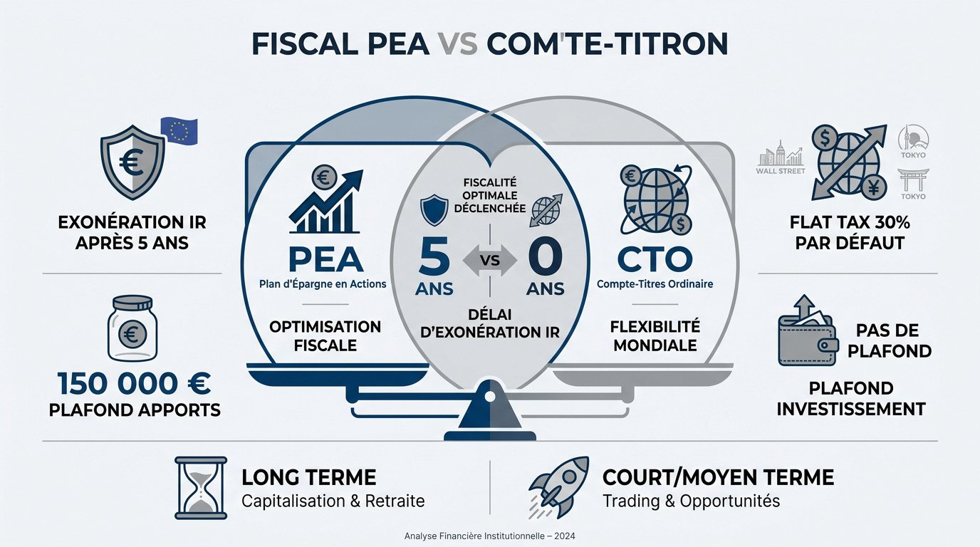 Comparaison fiscale entre le PEA et le compte-titres ordinaire