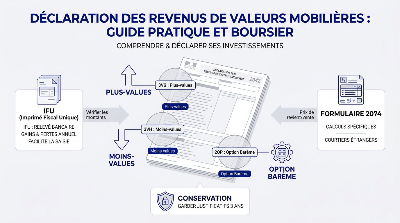 Guide visuel déclaration impôts bourse