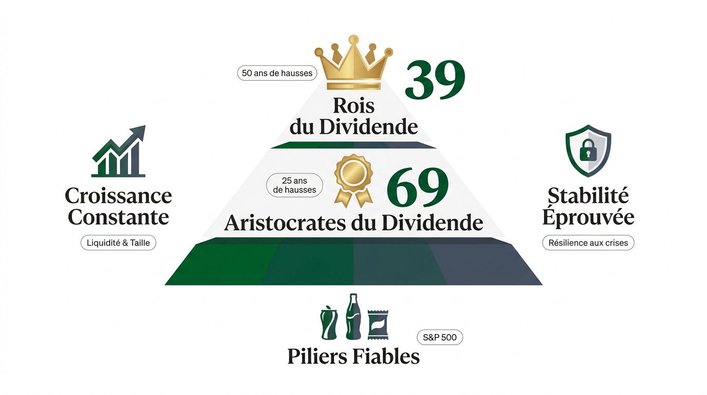 Hiérarchie des dividendes comparant les rois et les aristocrates du dividende