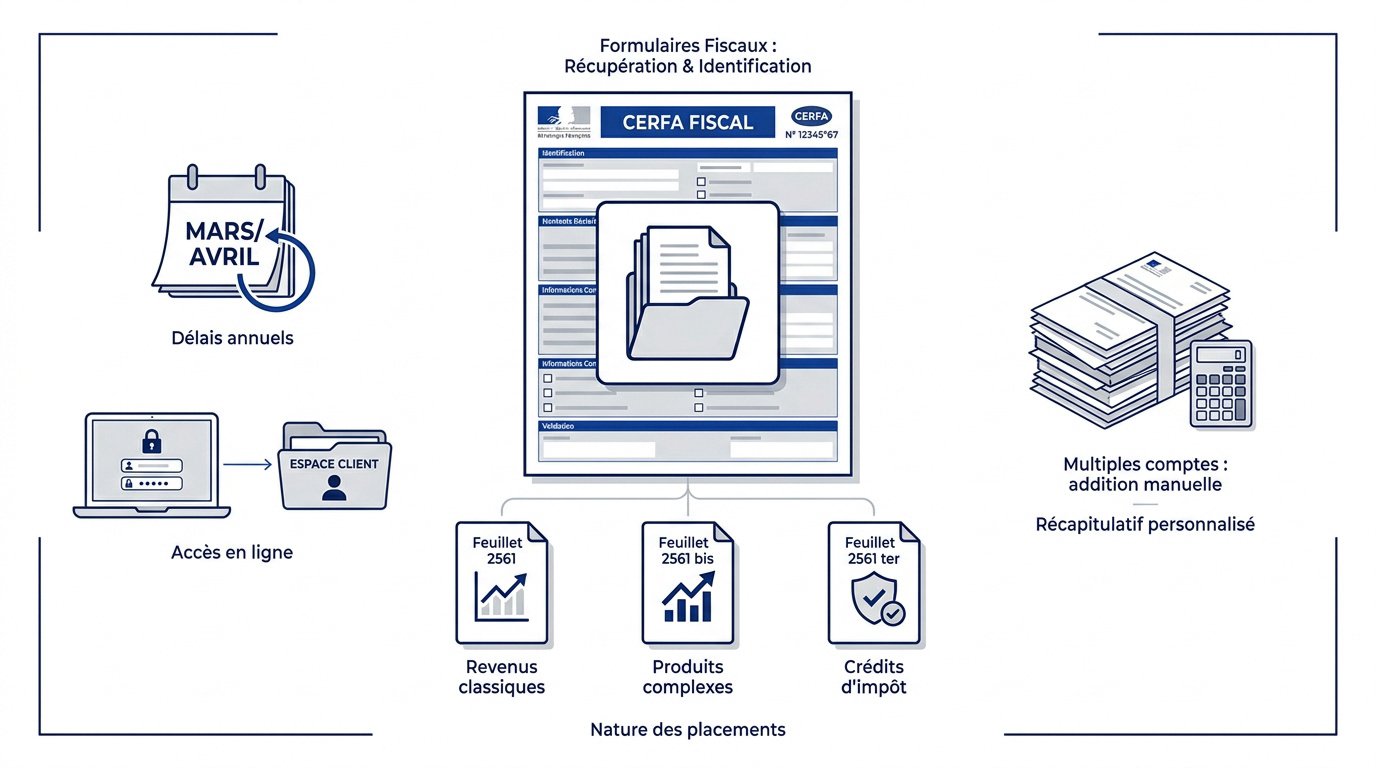 Infographie explicative des différents formulaires de l'imprimé fiscal unique pour la bourse