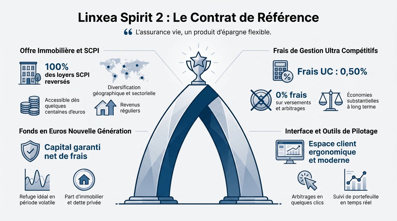 Interface de gestion du contrat d'assurance vie Linxea Spirit 2