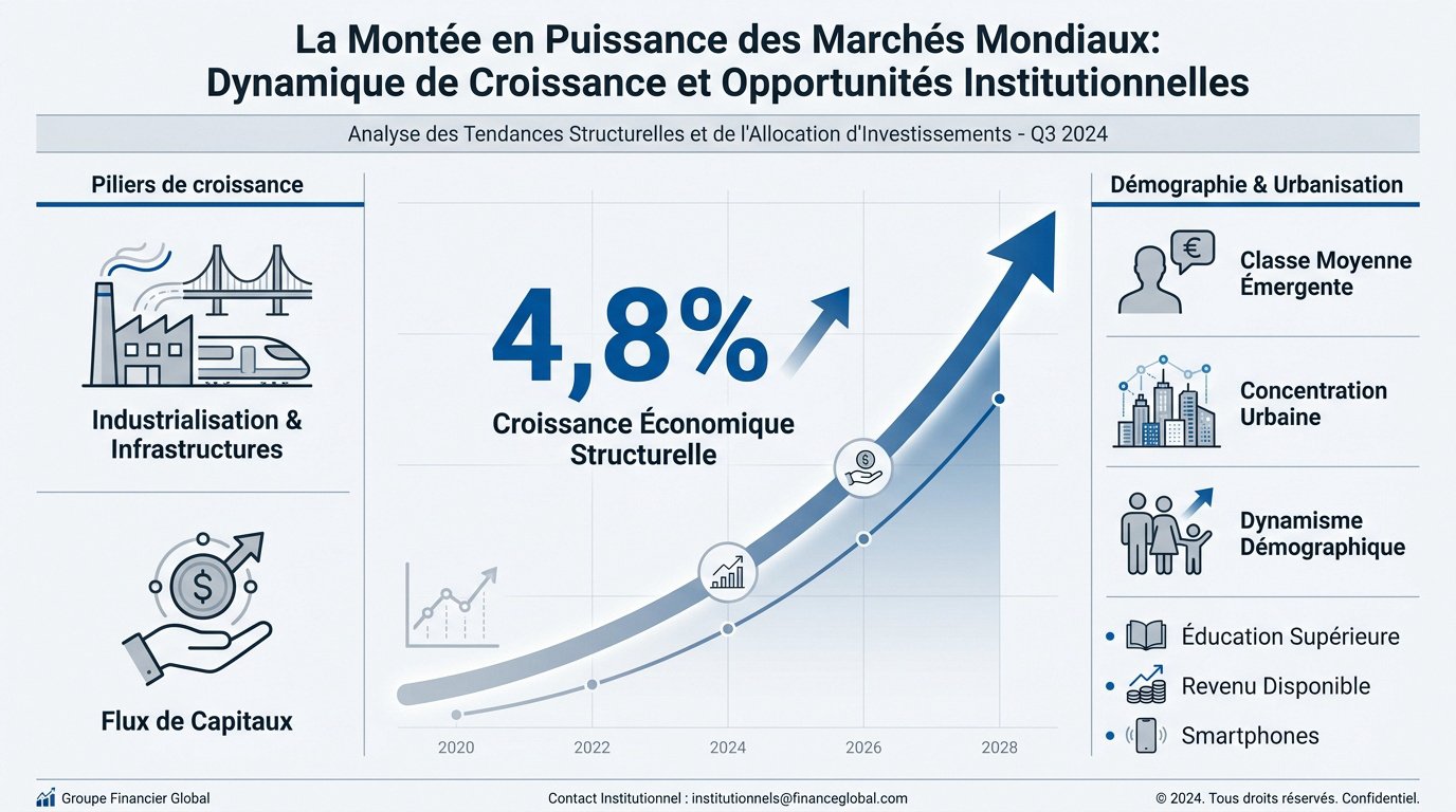 Graphique illustrant la croissance économique et les opportunités sur les marchés mondiaux émergents