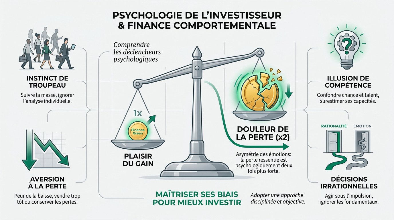 Représentation graphique des émotions et des biais cognitifs de l'investisseur en bourse