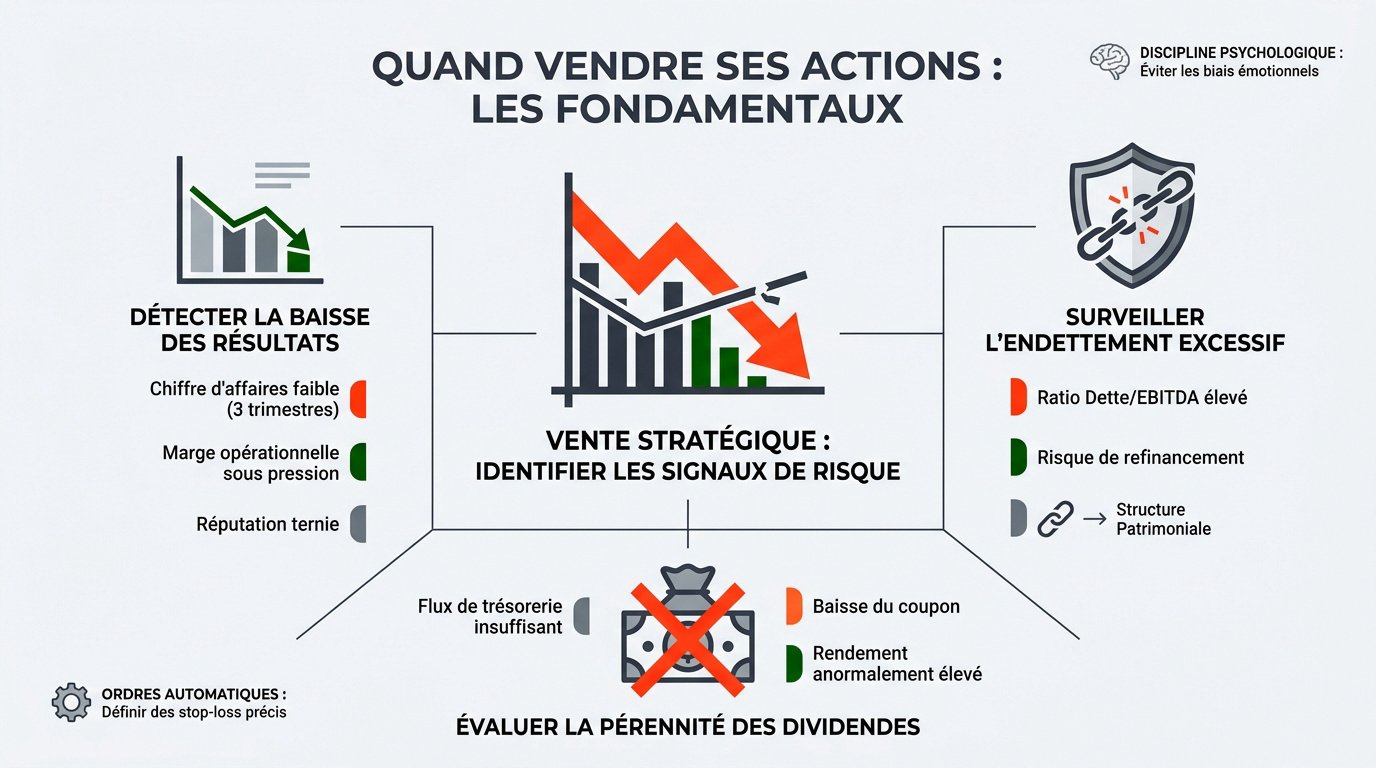 Analyse des graphiques boursiers et indicateurs fondamentaux pour décider quand vendre ses actions