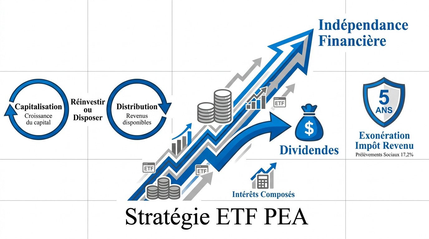 Stratégie d'investissement en ETF via un PEA pour atteindre l'indépendance financière